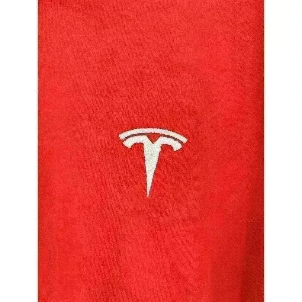 TESLA Polo Shirt Mens 2XL Red Short Sleeve Cotton Sustainable Electric Vehicles - Picture 4 of 8